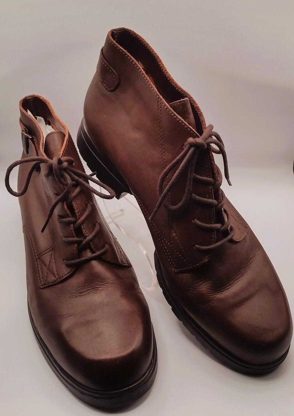 Nicole Club Valerie Brown Leather Lace Up Ankle Booties 10M